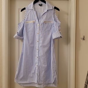 Bebe Cold Shoulder Summer Shirt Dress